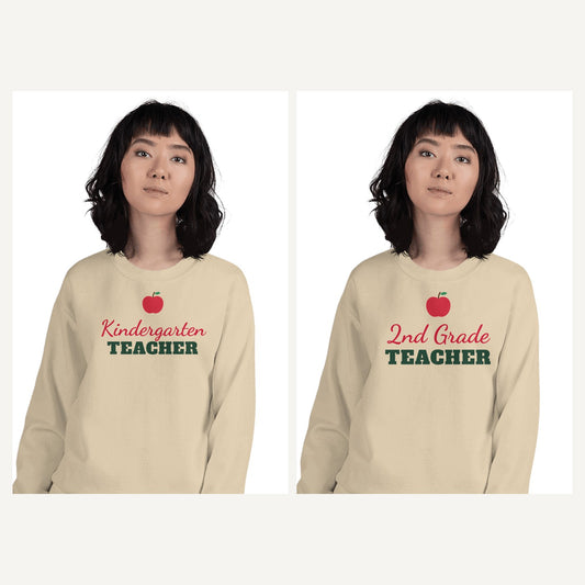 Grade Level Teacher Sweatshirts in Sand, matching set