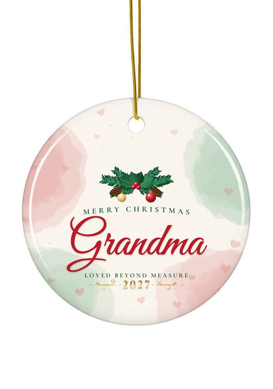 Merry Christmas Grandma ornament, 2027, circle shape
