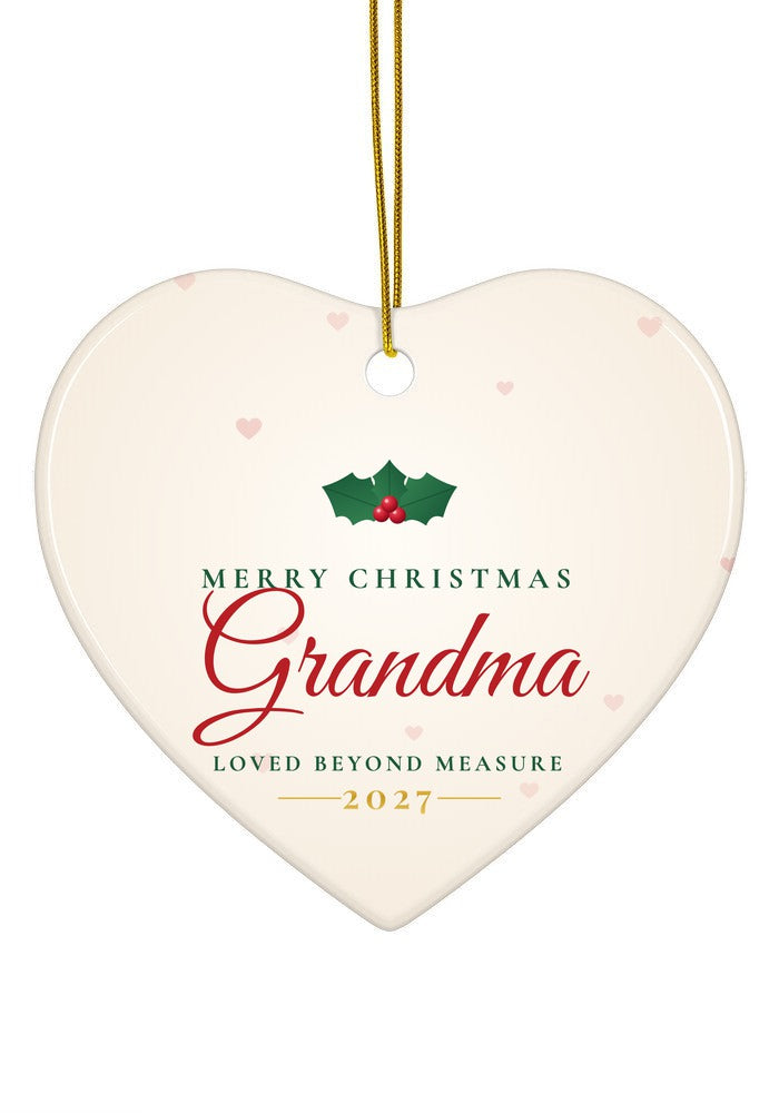 Merry Christmas Grandma ornament, 2027, heart shape