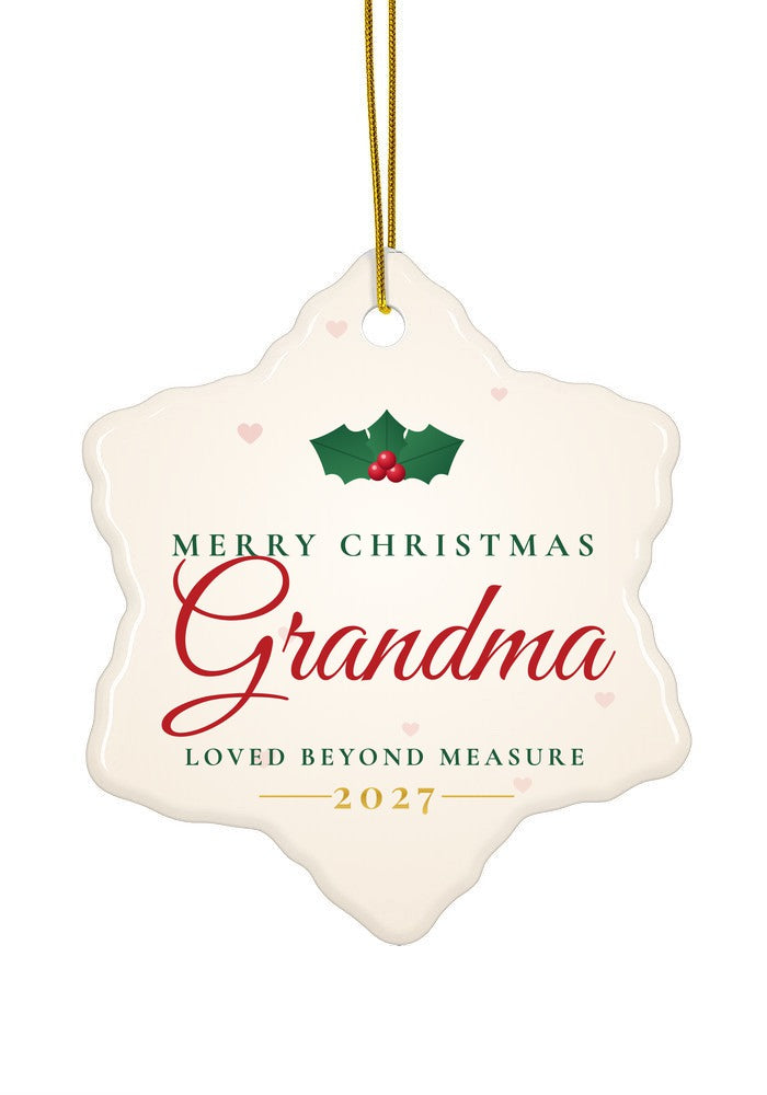 Merry Christmas Grandma ornament, 2027, snowflake shape