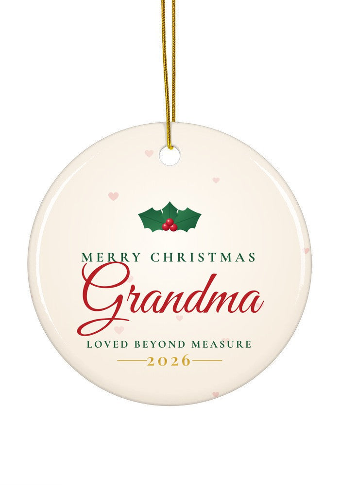 Merry Christmas Grandma ornament, 2026, circle shape