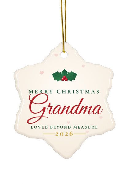 Merry Christmas Grandma ornament, 2026, snowflake shape