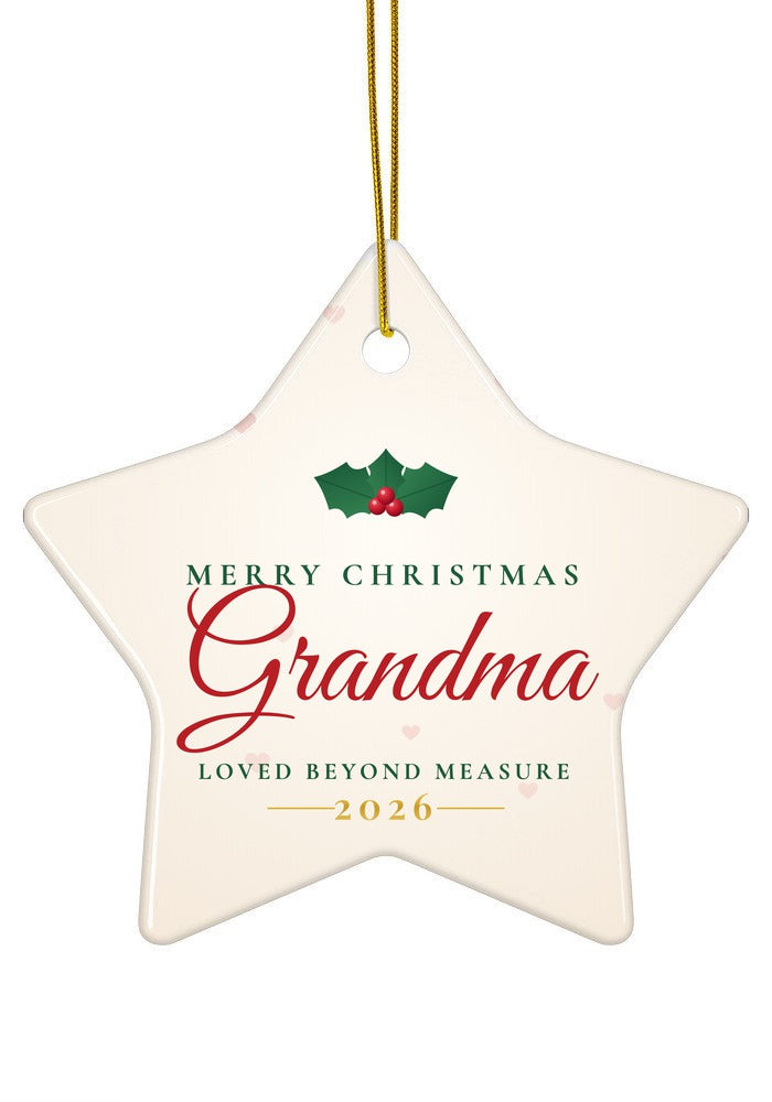 Merry Christmas Grandma ornament, 2026, star shape