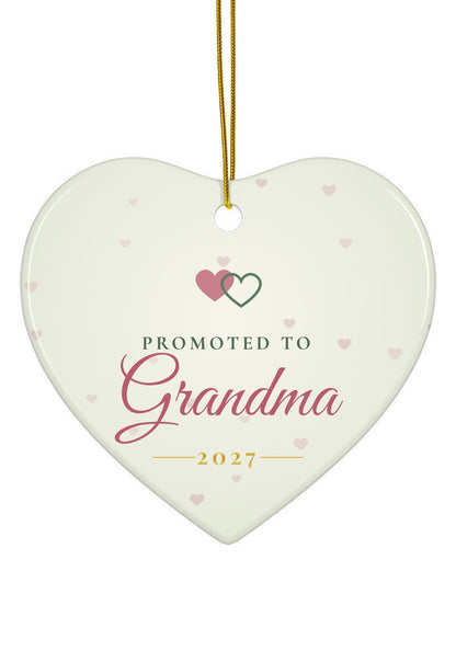 Promoted to Grandma ornament, heart shape