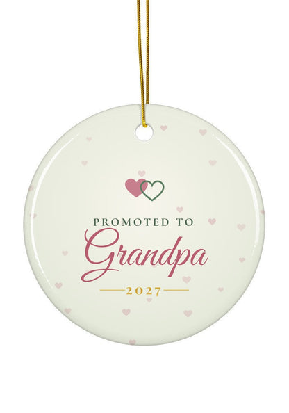 Promoted to Grandpa ornament, circle shape