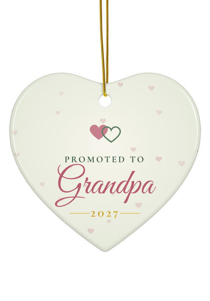 Promoted to Grandpa ornament, heart shape