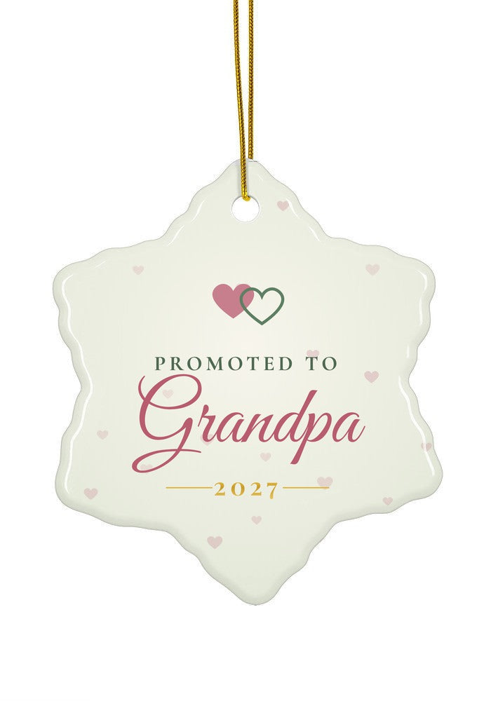 Promoted to Grandpa ornament, snowflake shape