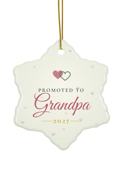 Promoted to Grandpa ornament, snowflake shape