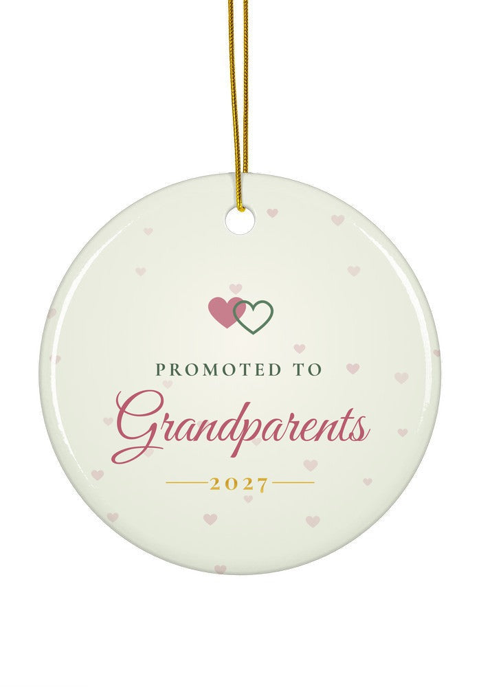 Promoted to Grandparents ornament, circle shape