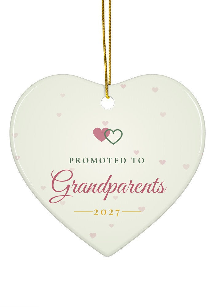 Promoted to Grandparents ornament, heart shape