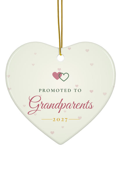 Promoted to Grandparents ornament, heart shape