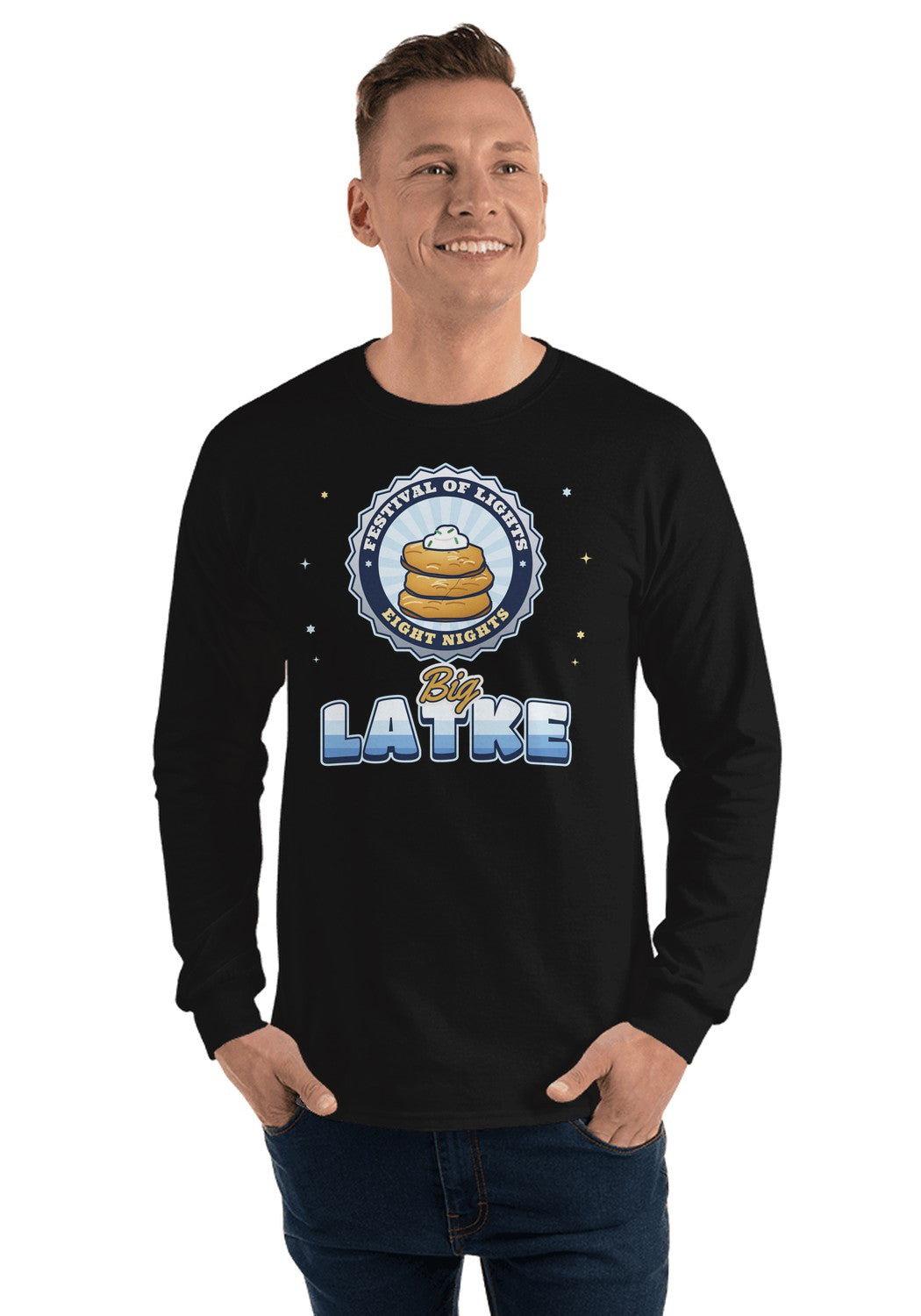 Big Latke long sleeve pajama tee in Black