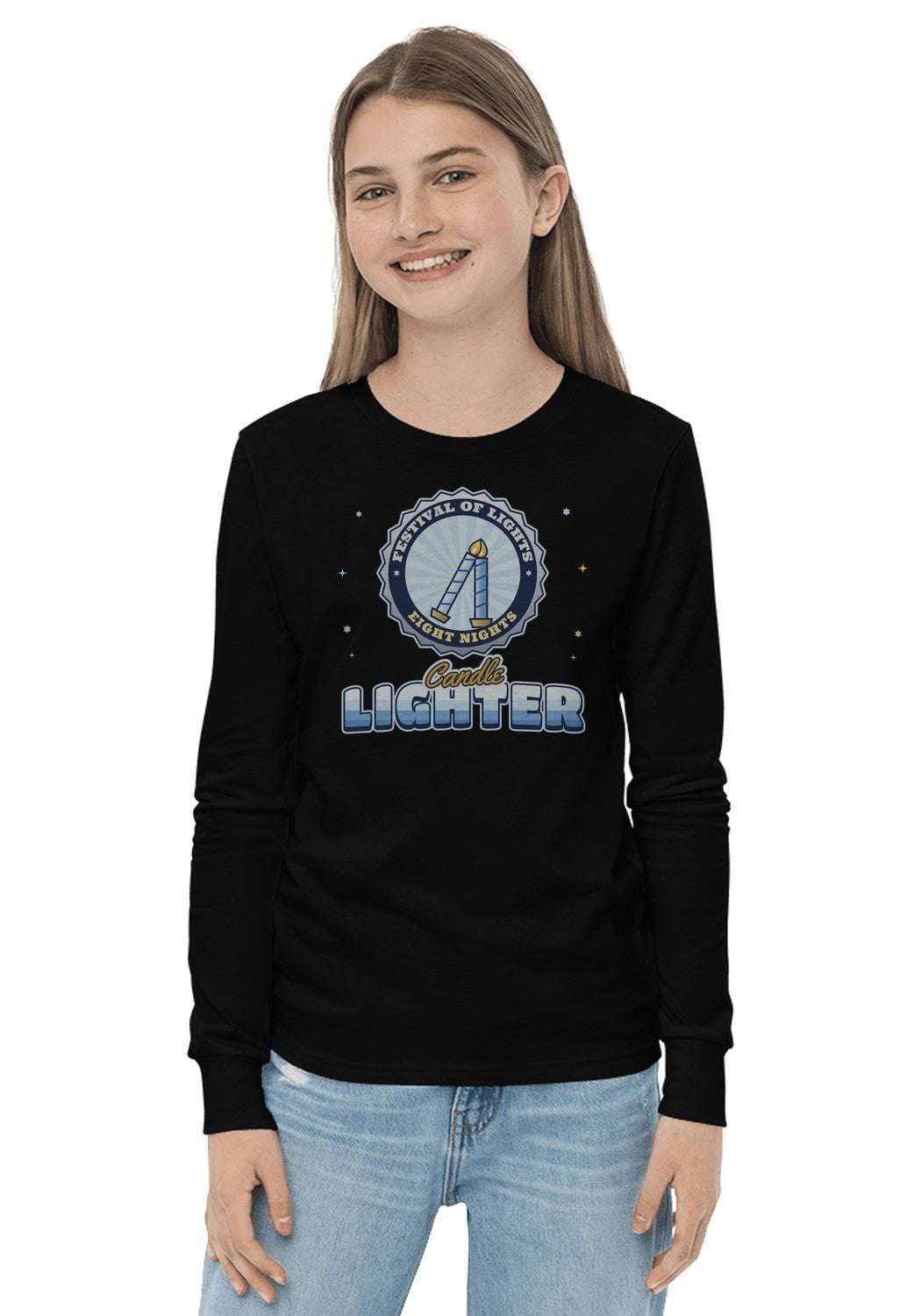 Candle Lighter long sleeve pajama tee in Black