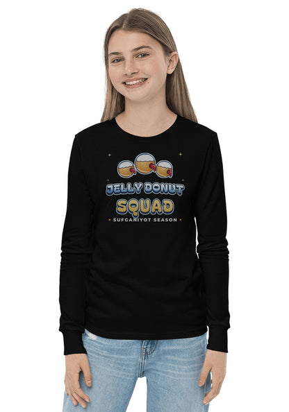 Jelly Donut Squad long sleeve pajama tee in Black