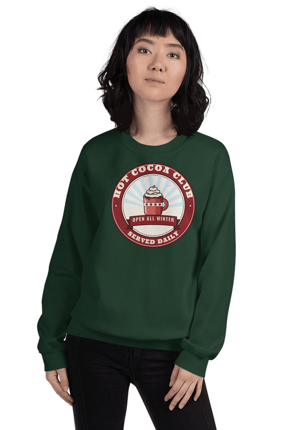 Hot Cocoa Club sweatshirt in Forest Green