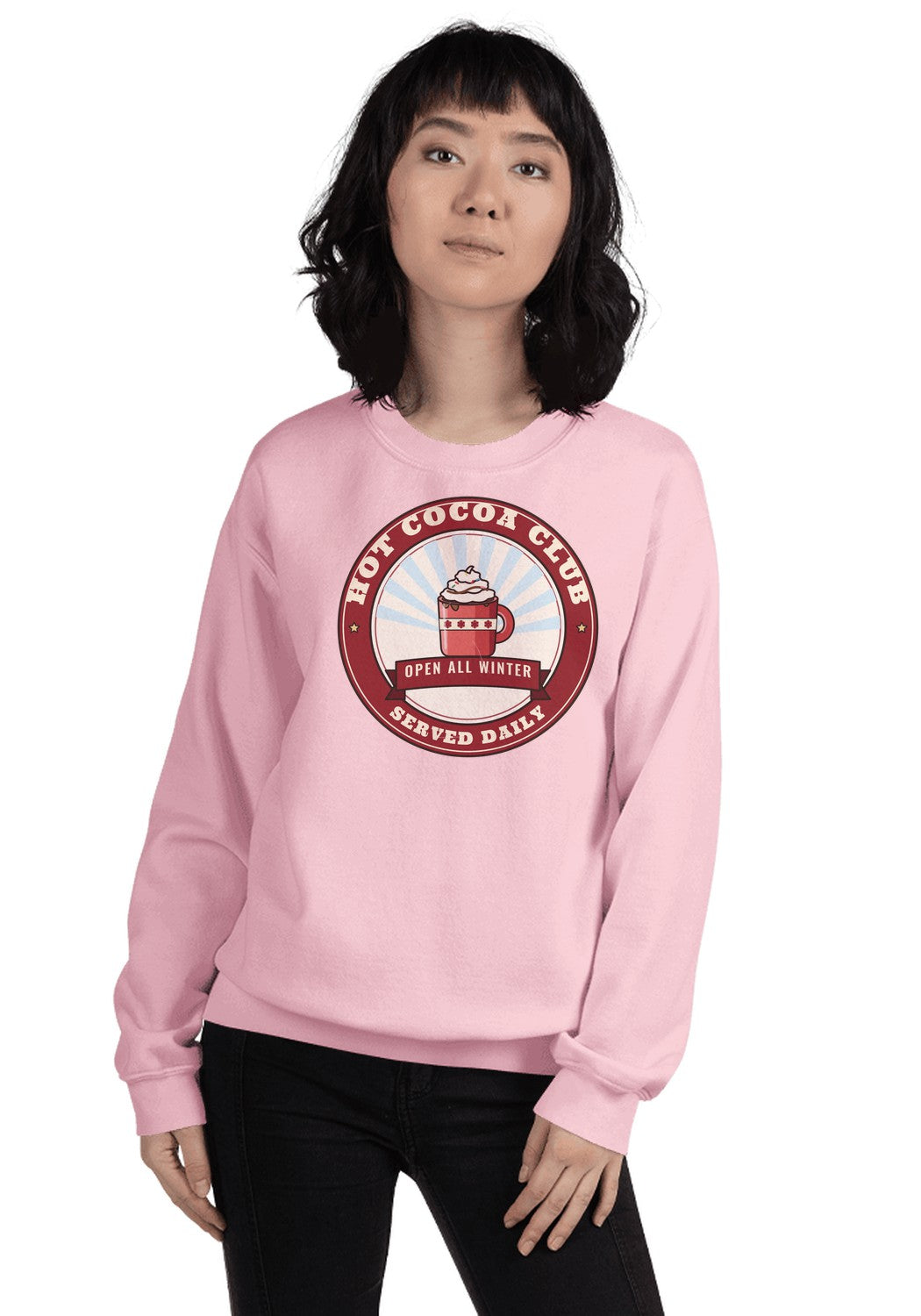 Hot Cocoa Club sweatshirt in Light Pink