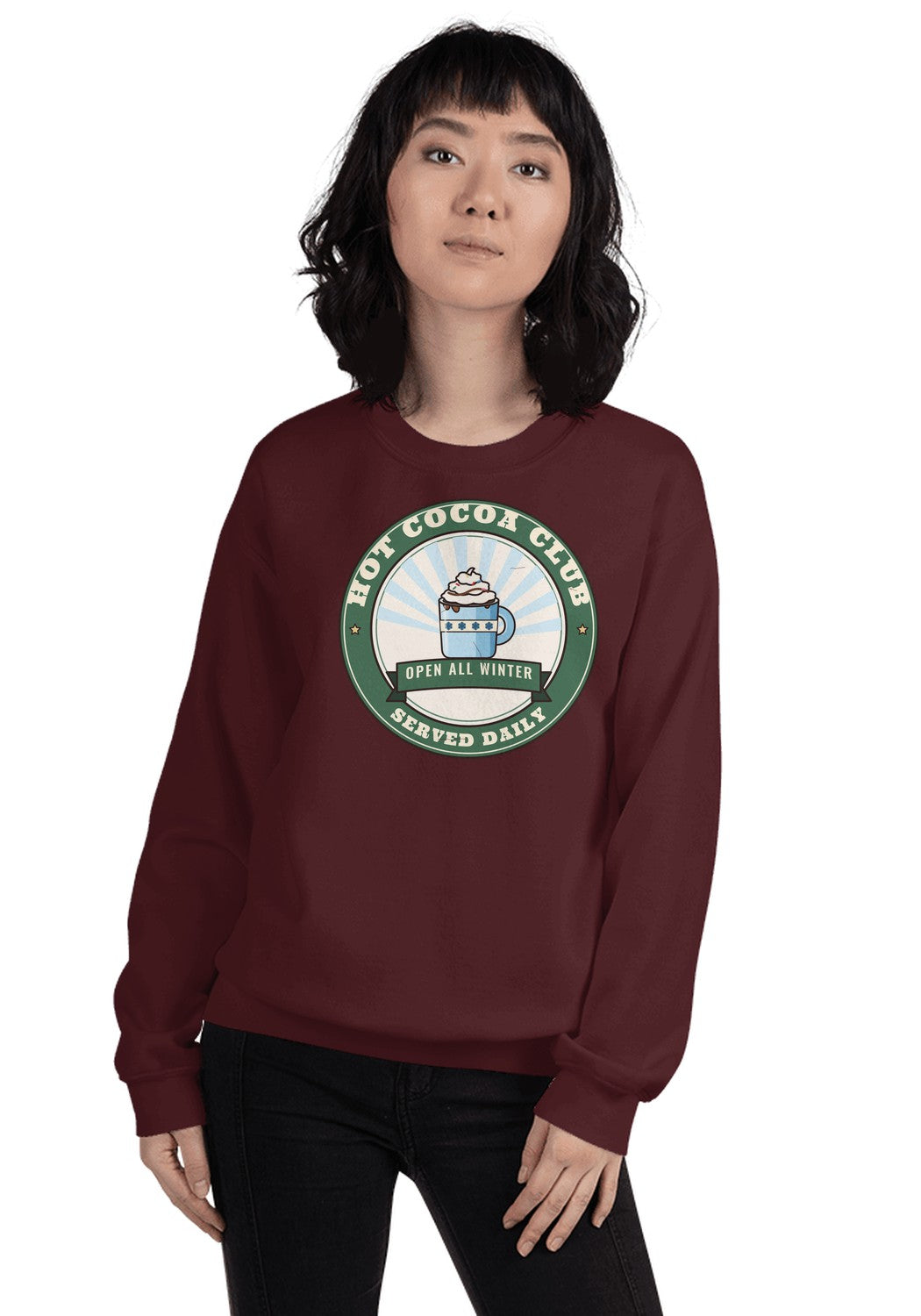 Hot Cocoa Club sweatshirt in Maroon