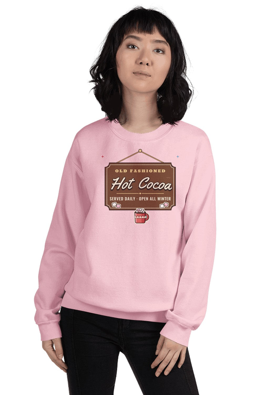 Old Fashioned Hot Cocoa sweatshirt in Light Pink