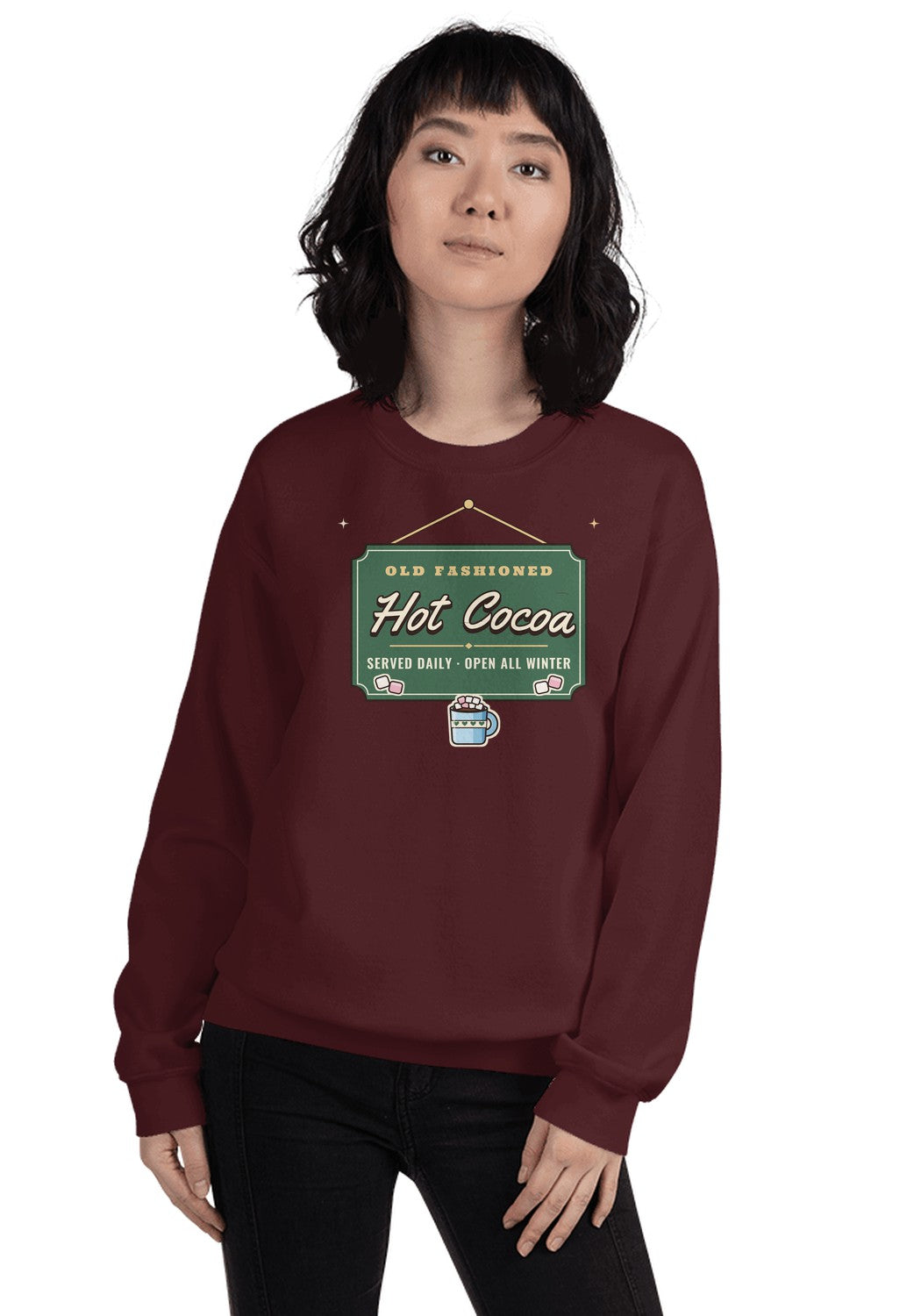 Old Fashioned Hot Cocoa sweatshirt in Maroon