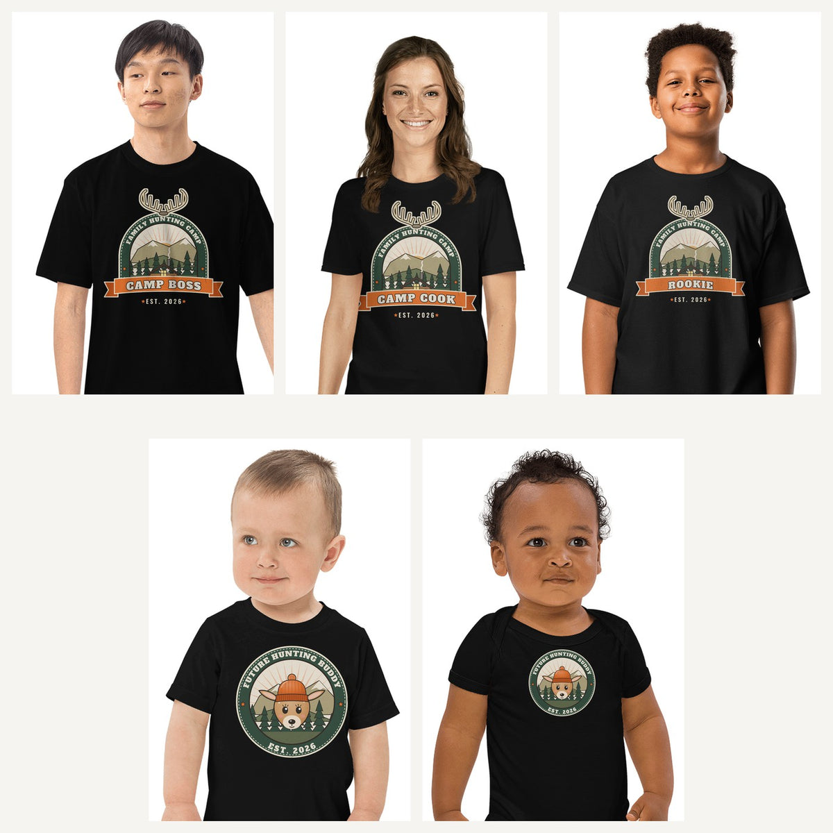 Hunting Season Family Shirts in Black, family set