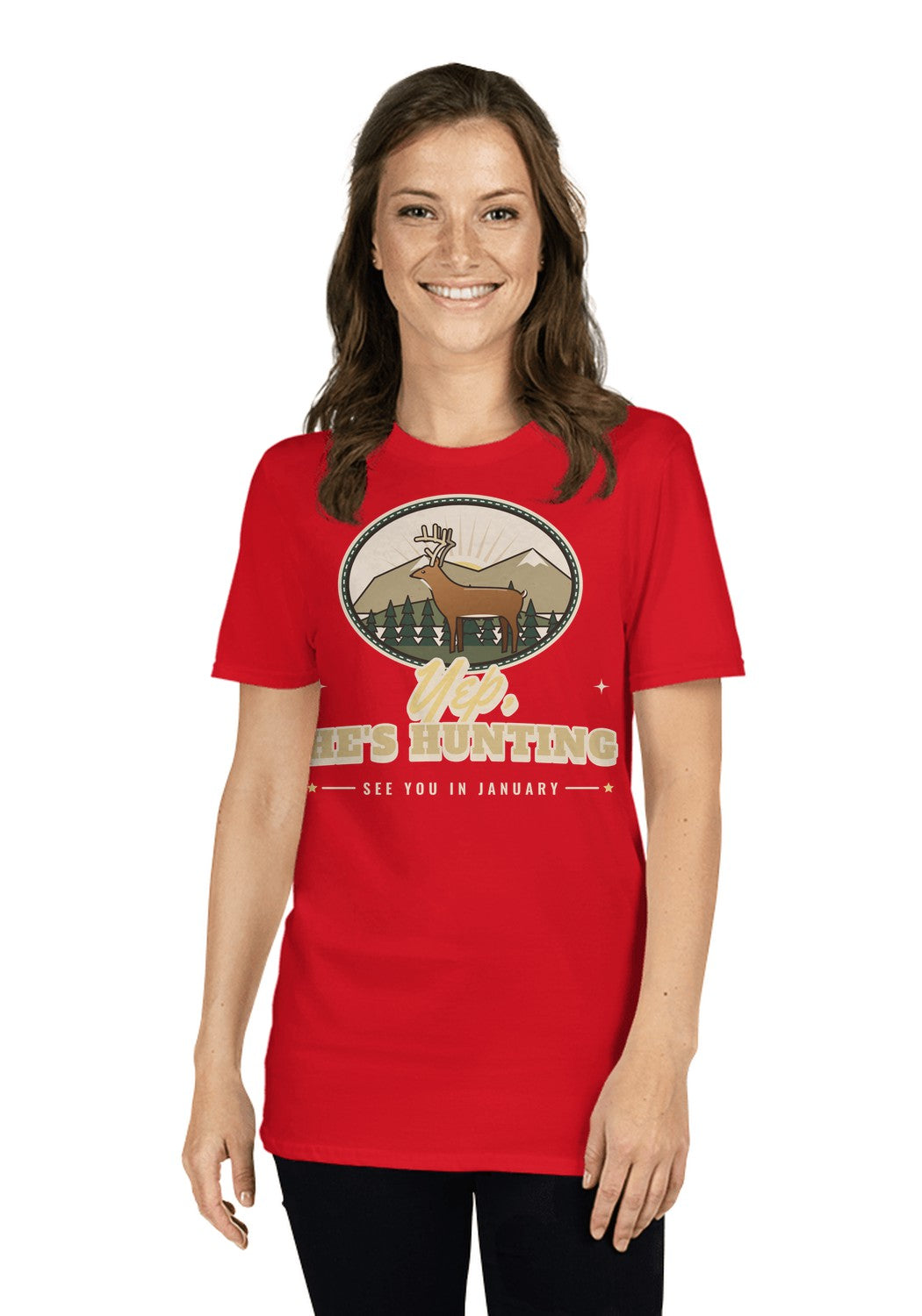 Yep, He's Hunting t-shirt in Red