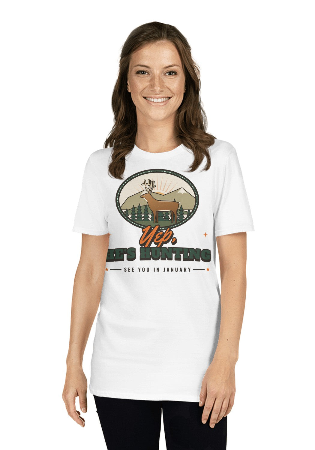 Yep, He's Hunting t-shirt in White