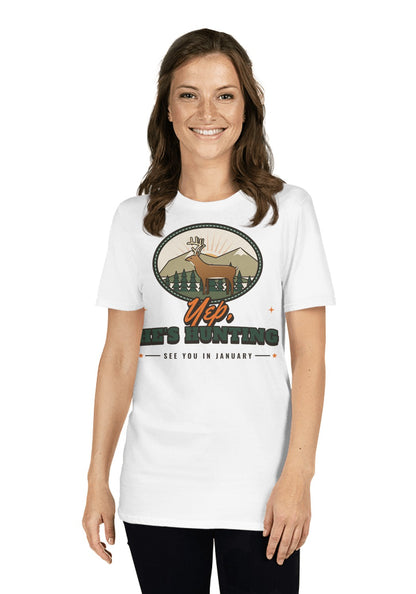 Yep, He's Hunting t-shirt in White