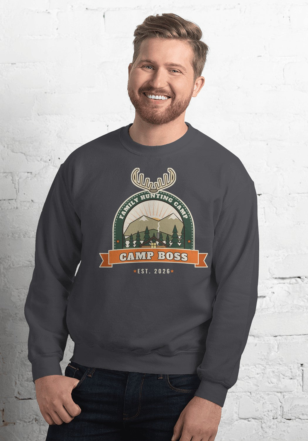 Camp Boss sweatshirt in Dark Heather