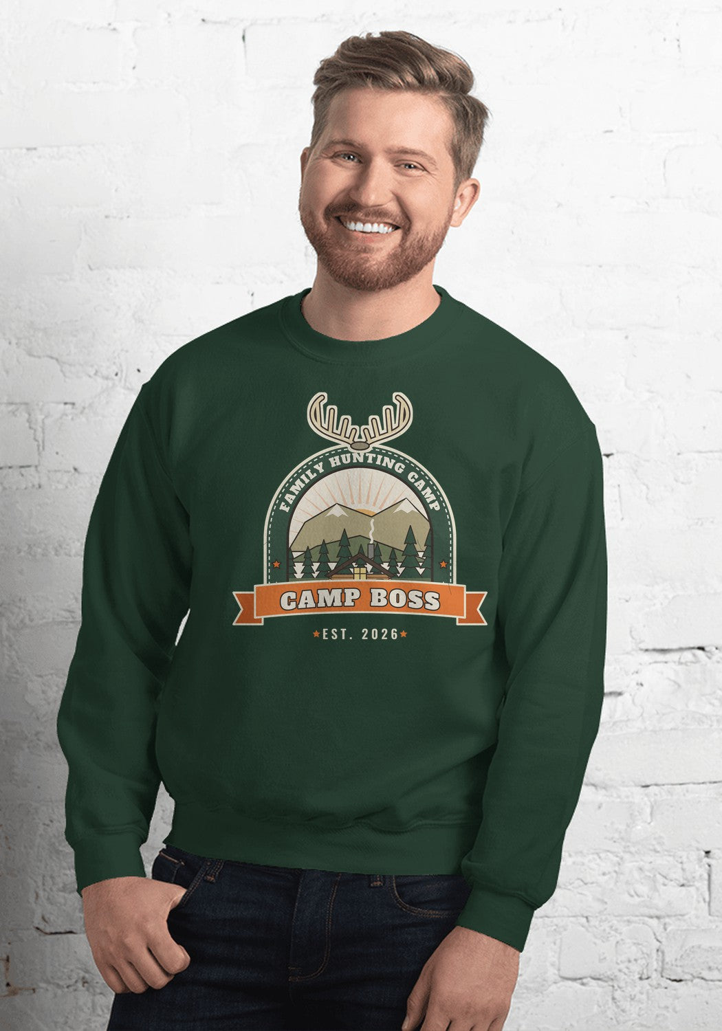 Camp Boss sweatshirt in Forest Green