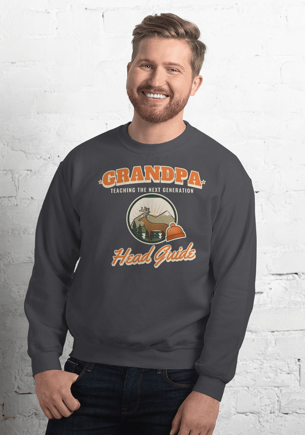 Grandpa Head Guide sweatshirt in Dark Heather