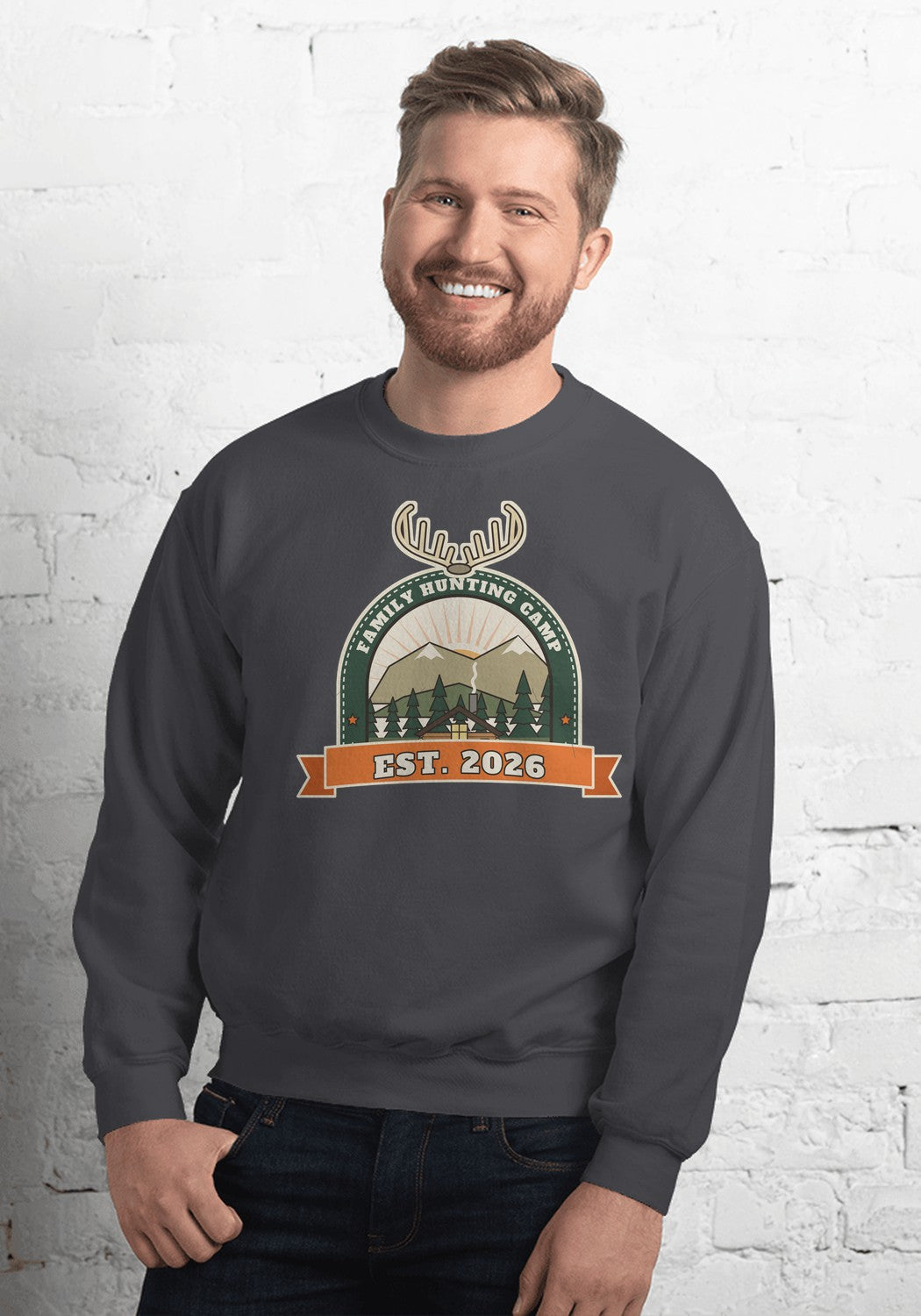 Family Hunting Camp Est. 2026 sweatshirt in Dark Heather