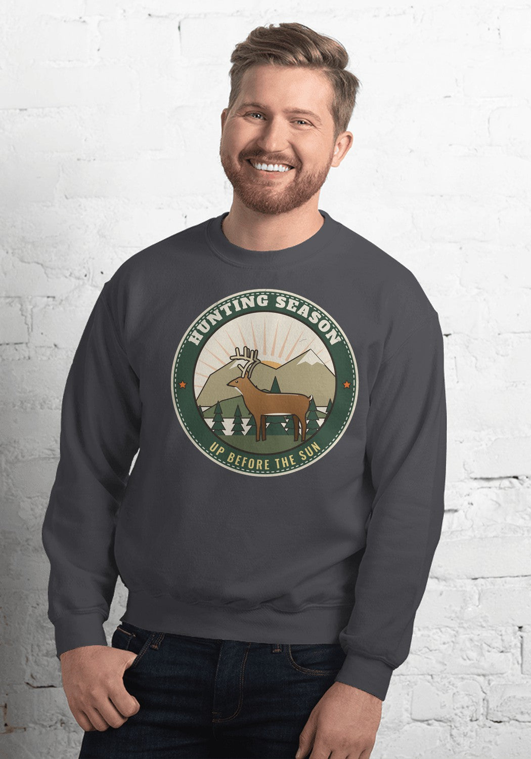 Hunting Season Sunrise sweatshirt in Dark Heather
