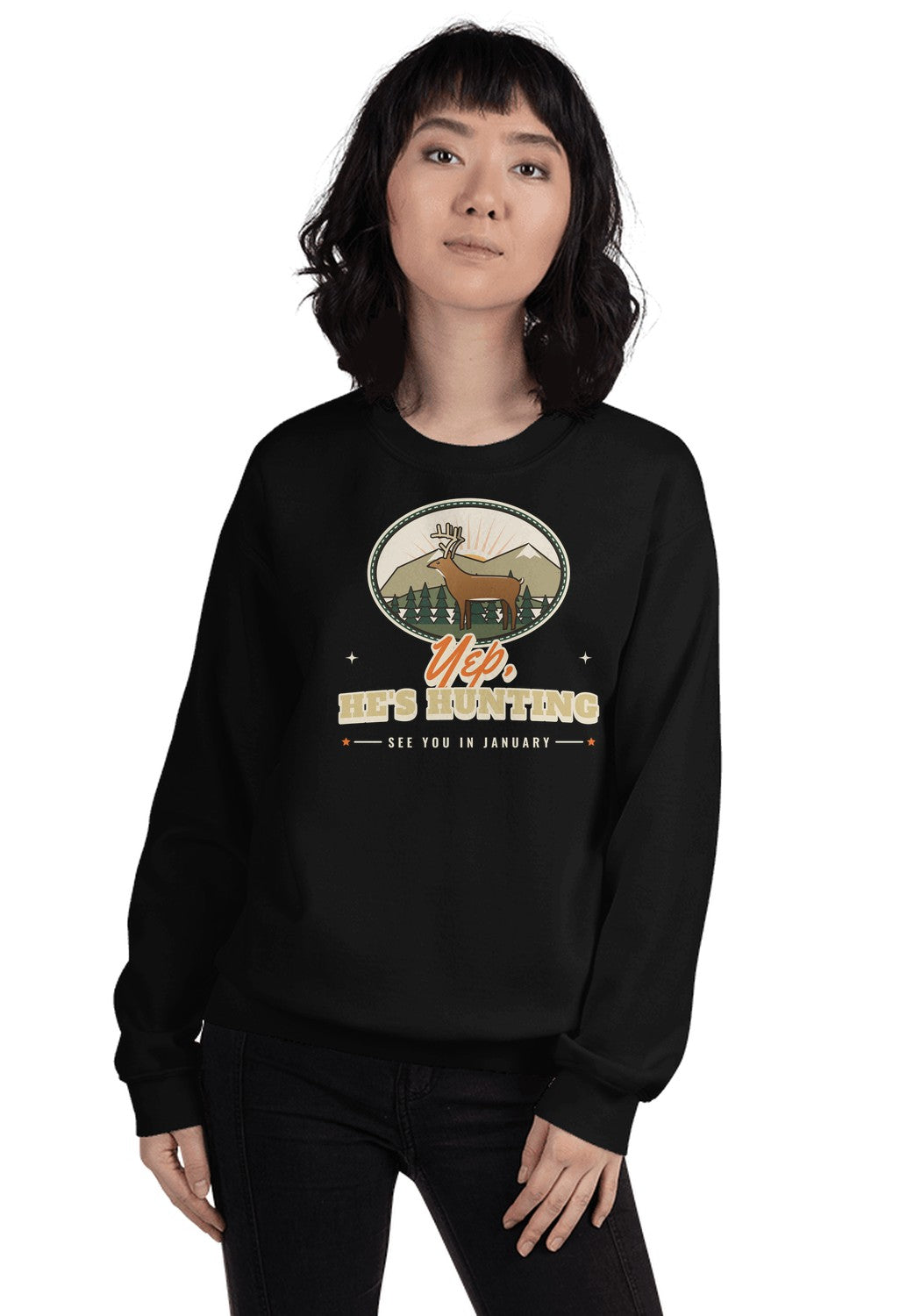 Yep, He's Hunting sweatshirt in Black