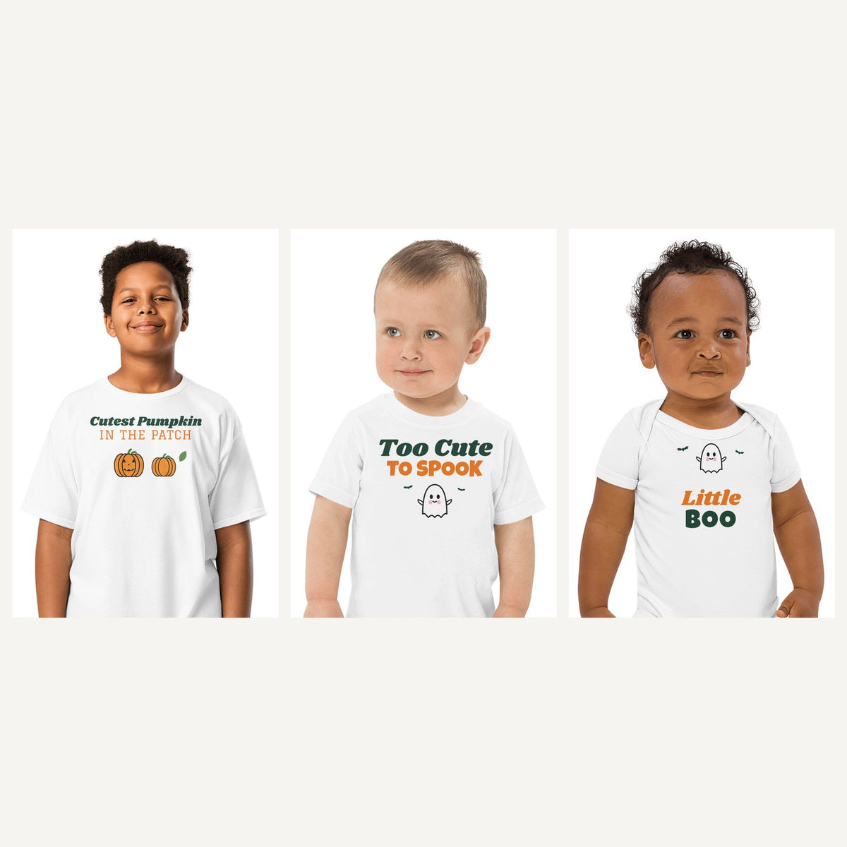 Kids Halloween Shirts in White, family set