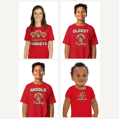 Kids Thanksgiving Shirts & My First Thanksgiving in Red, family set