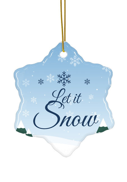 Let It Snow Ceramic Christmas Ornament, snowflake shape