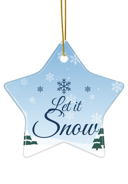 Let It Snow Ceramic Christmas Ornament, star shape