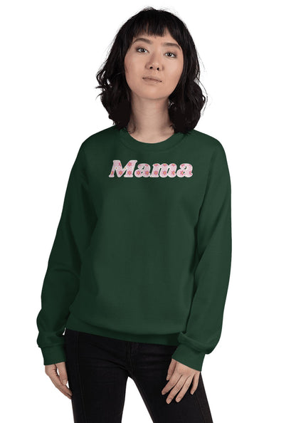 Floral Mama sweatshirt in Forest Green