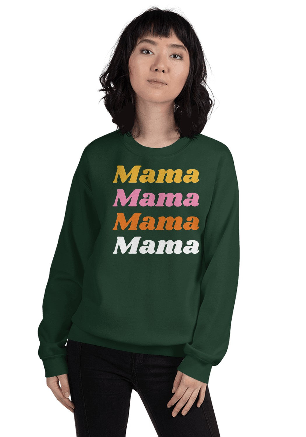 Mama Retro sweatshirt in Forest Green