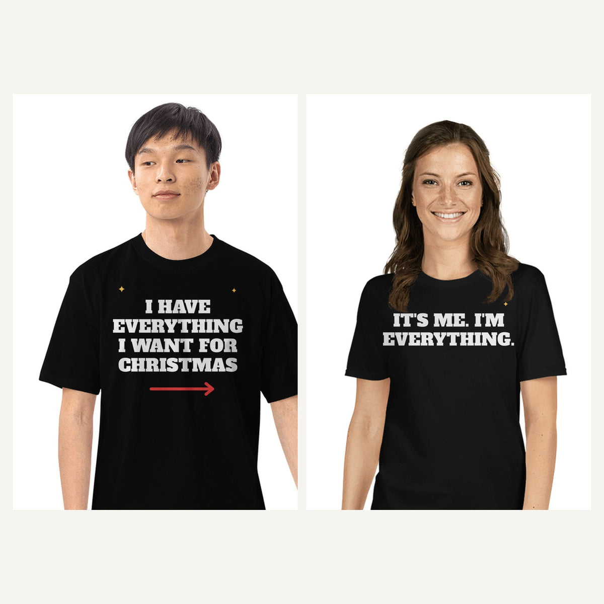 Matching Couples Christmas Shirts in Black, matching set