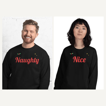 Matching Couples Christmas Sweatshirts in Black, matching set