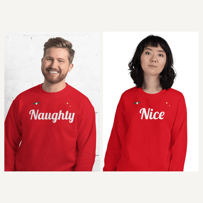 Matching Couples Christmas Sweatshirts in Red, matching set