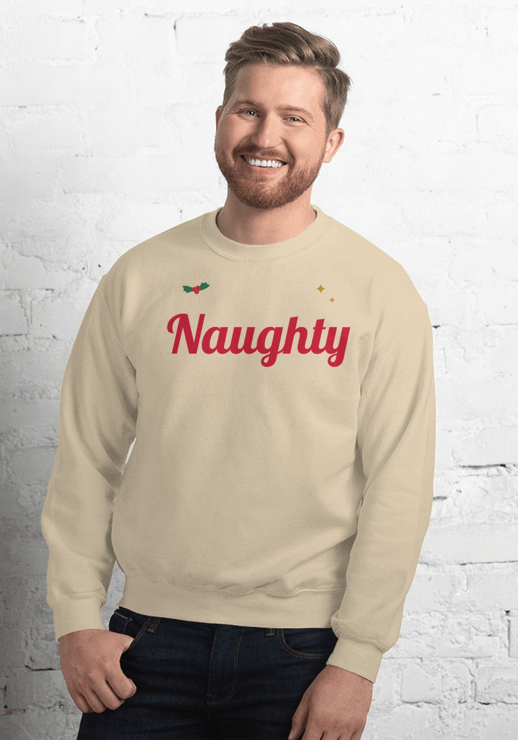 Naughty sweatshirt in Sand