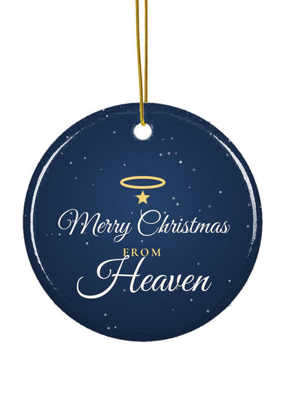 Merry Christmas from Heaven ornament, circle shape
