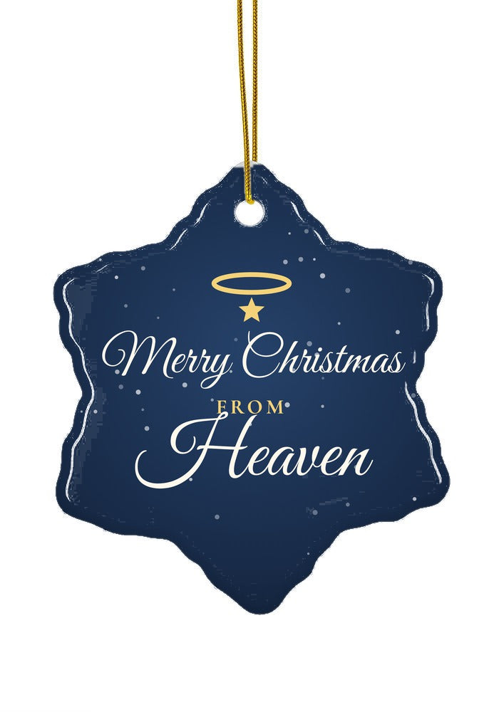Merry Christmas from Heaven ornament, snowflake shape