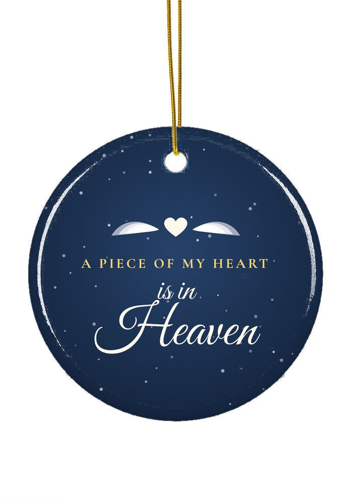 A Piece of My Heart Is in Heaven ornament, circle shape