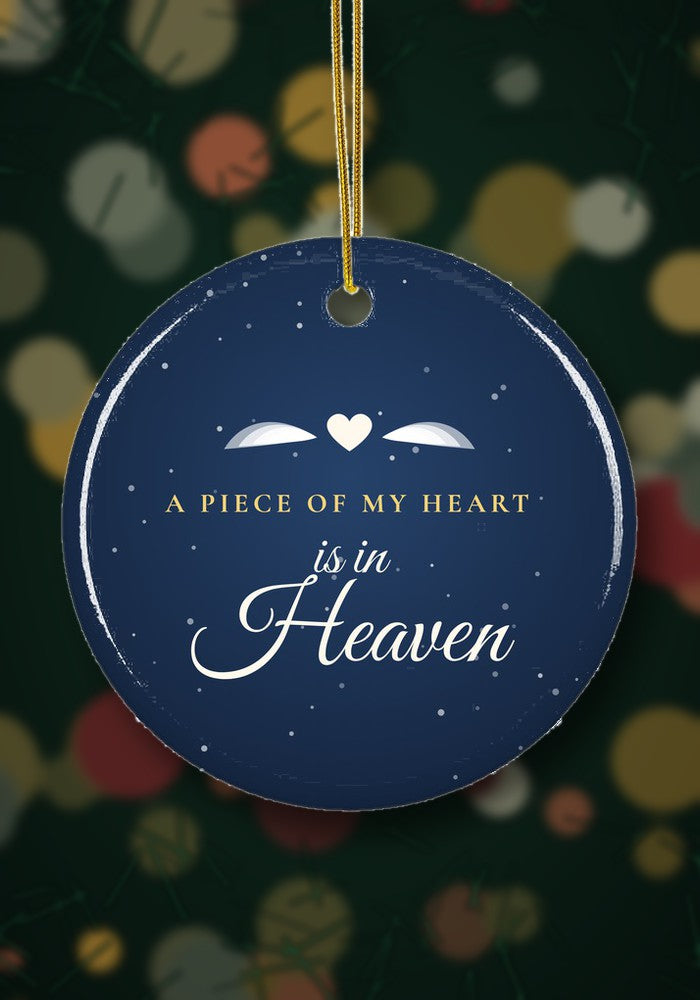 Memorial Christmas ornament hanging on a Christmas tree