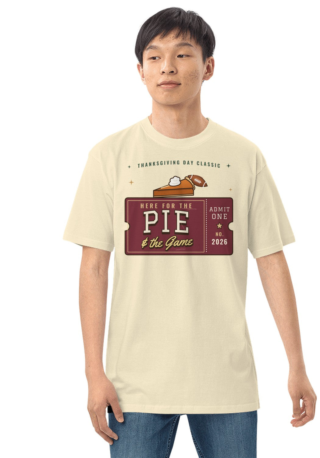 Here for the Pie and the Game t-shirt in Natural