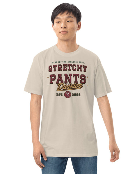 Stretchy Pants Division t-shirt in Heather Dust