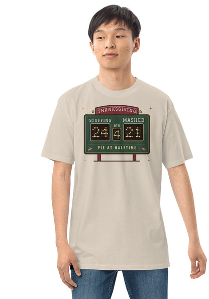Stuffing vs Mashed Scoreboard t-shirt in Heather Dust